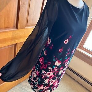White House Black Market Black Dress with Floral Design